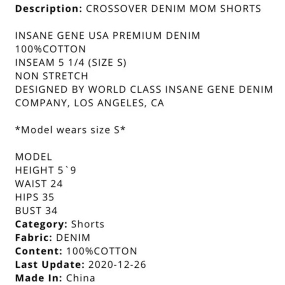 Insane Gene Hi-Rise Crossover Short Distressed Mom Jeans Shorts Black Y2K Size M - Picture 12 of 12